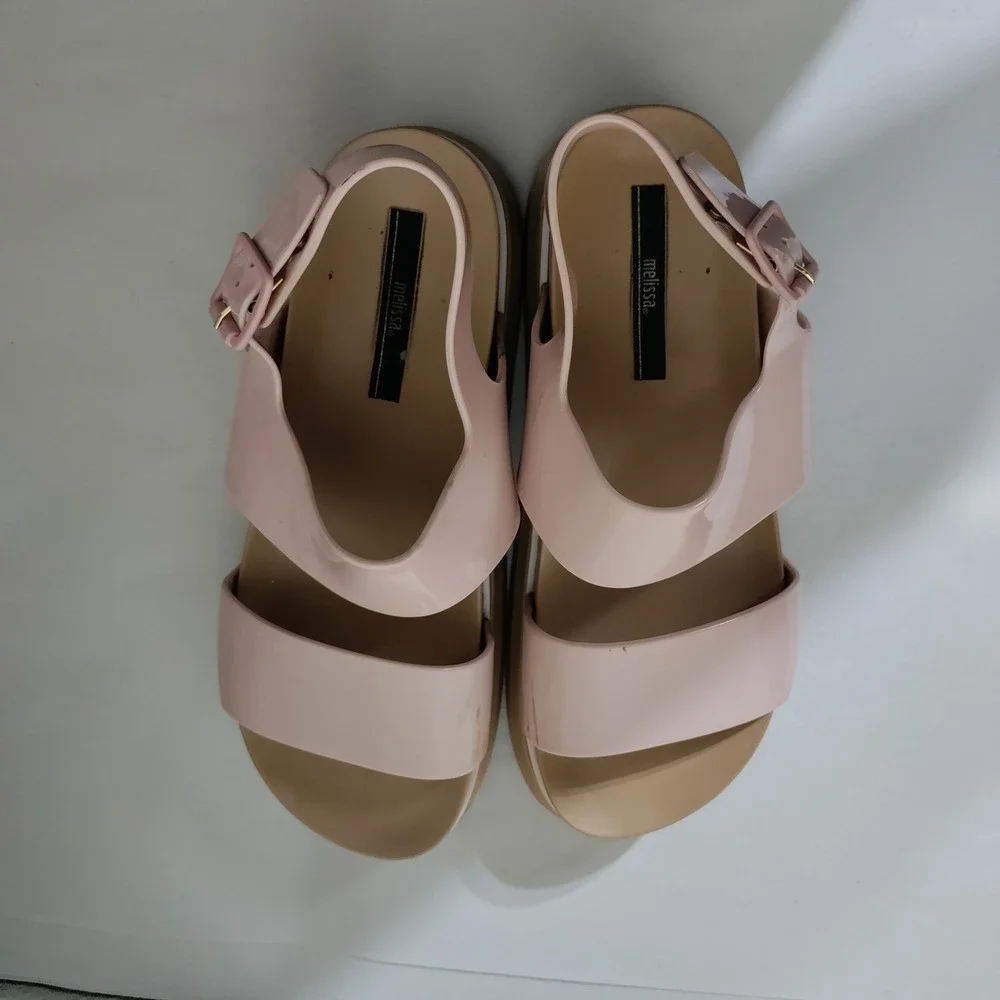 Melissa Mar Pink Jelly Platform Sandals Womens Size 9 Slingback Chunky Shoes